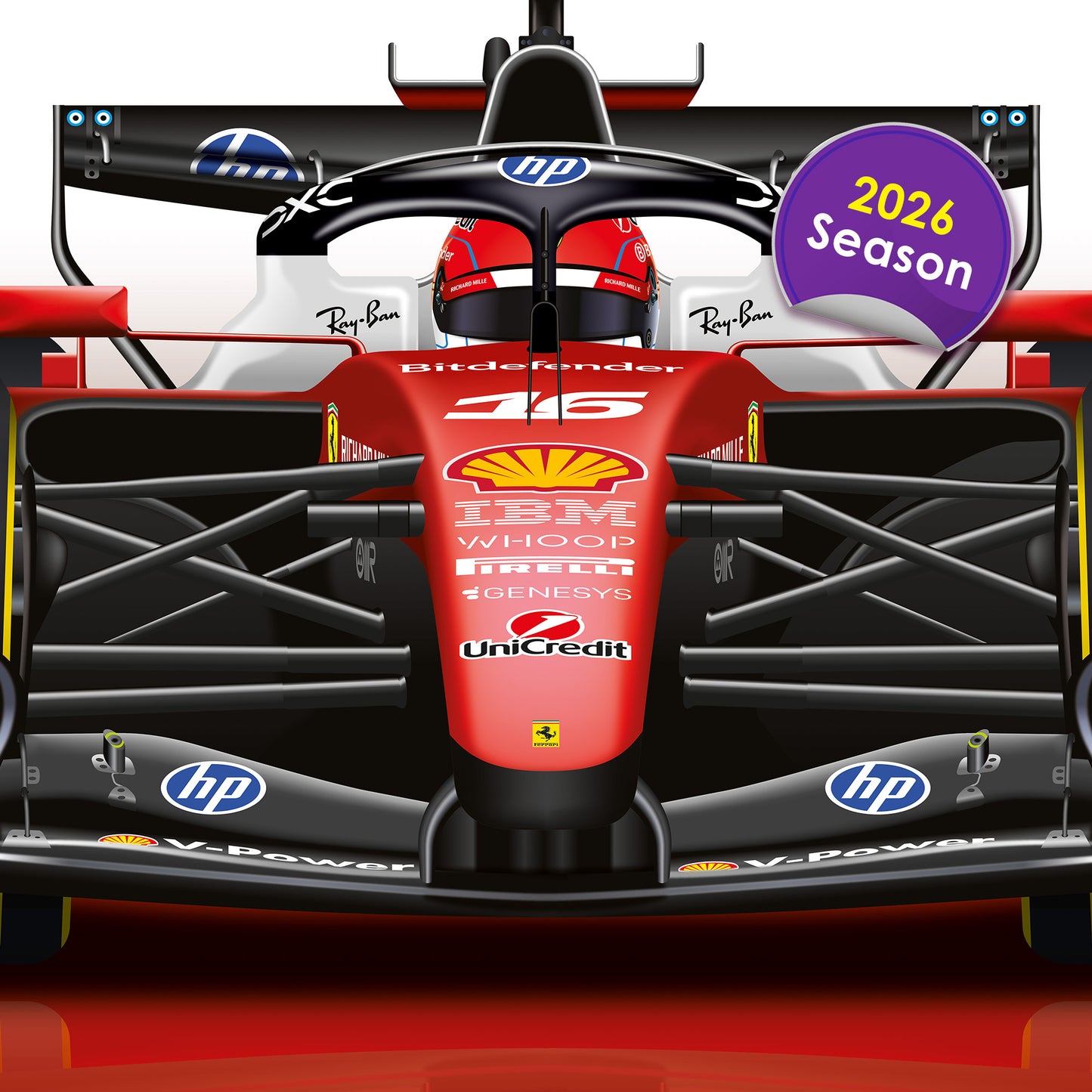 Charles Leclerc Formula 1 Ferrari 2026 Racing Car Print