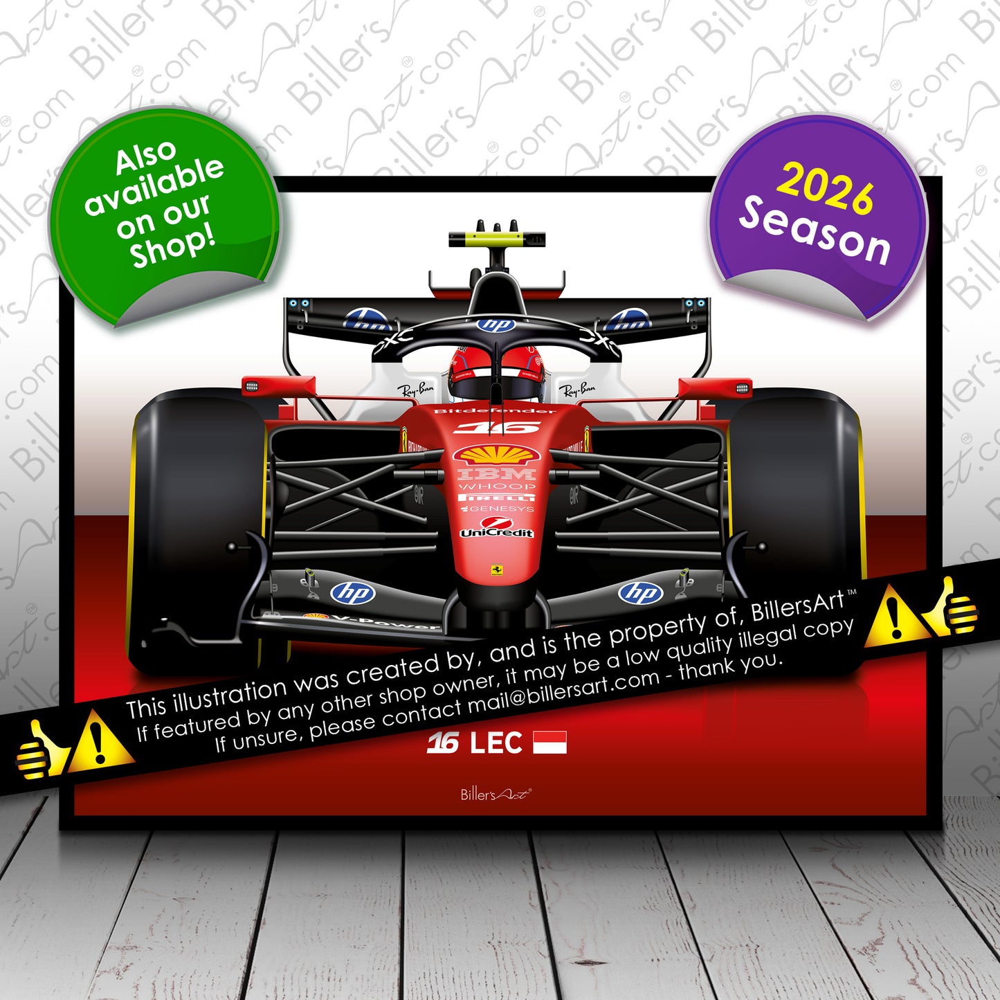 Charles Leclerc Formula 1 Racing Helmet 2026 Ferrari Print