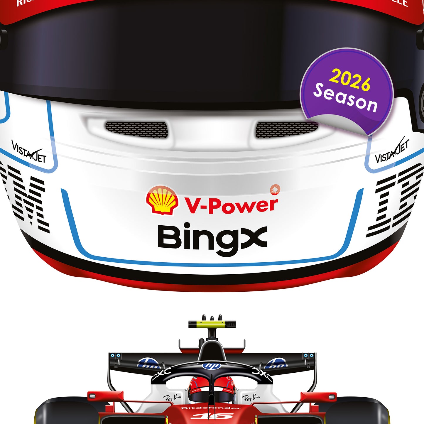 Charles Leclerc Formula 1 Racing Helmet 2026 Ferrari Print