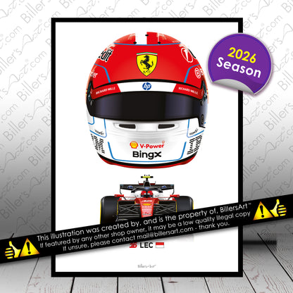 Charles Leclerc Formula 1 Racing Helmet 2026 Ferrari Print