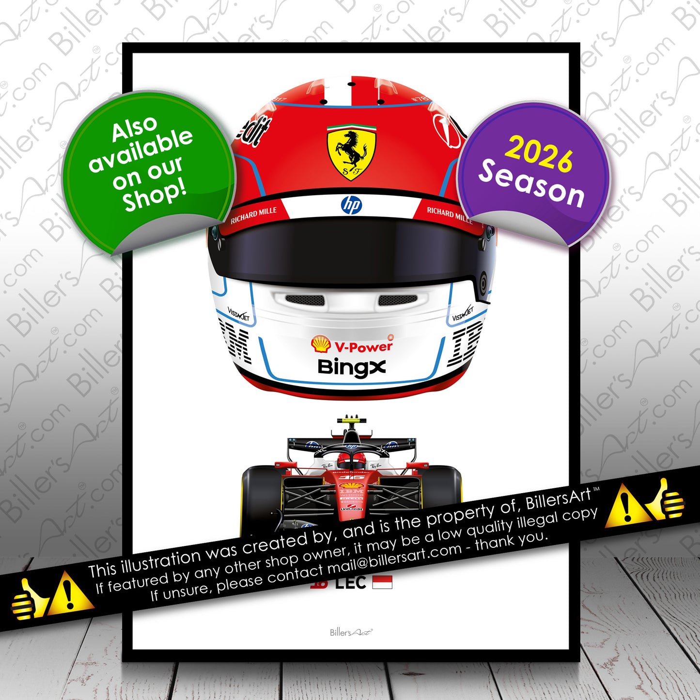 Charles Leclerc Formula 1 Ferrari 2026 Racing Car Print
