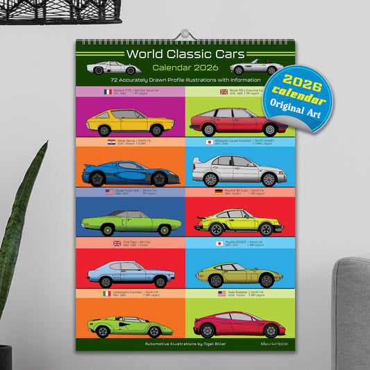 2026 Car lovers Iconic Classic World Car Calendar