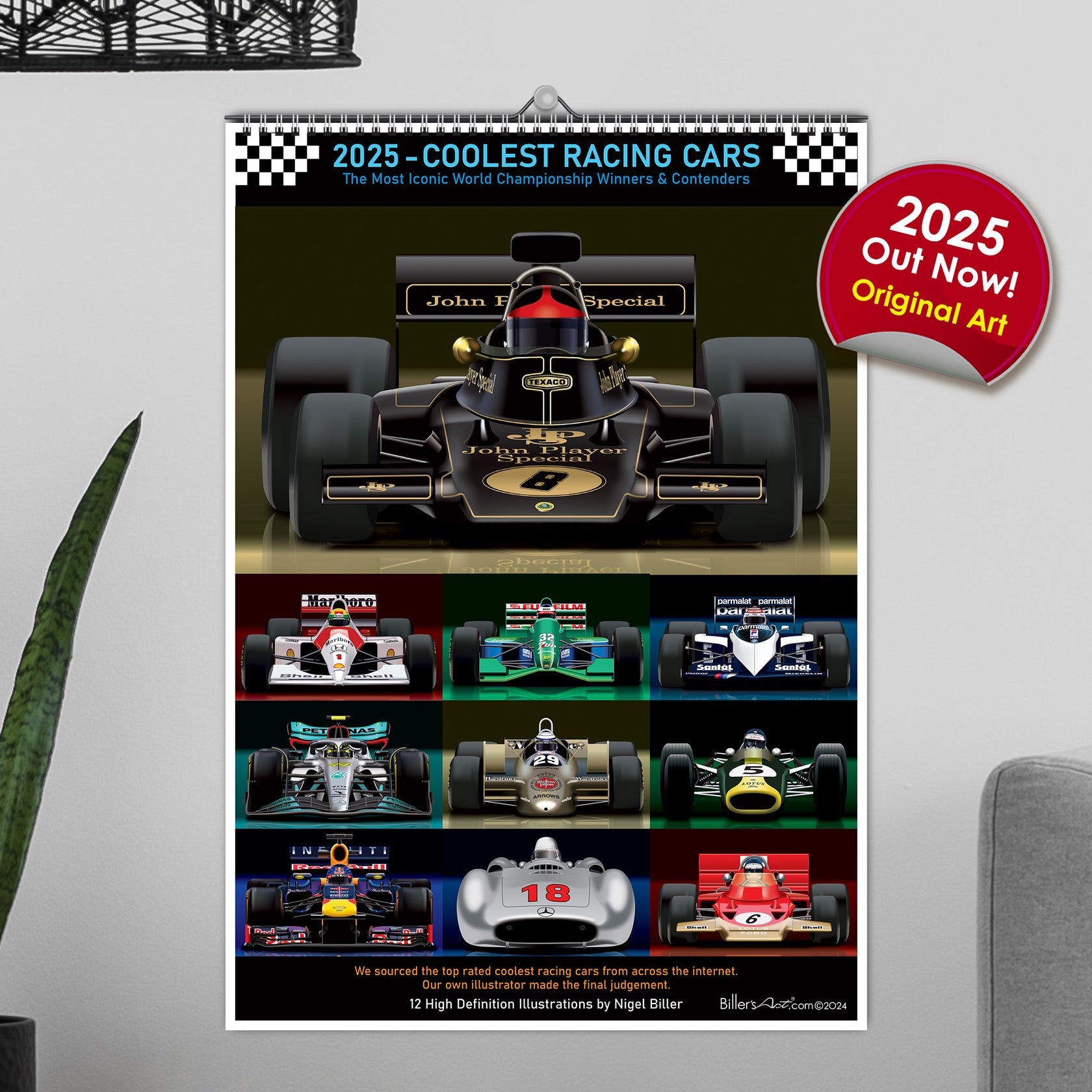 Formula 1 2025 Coolest Cars Motor Racing Calendar Billers Art