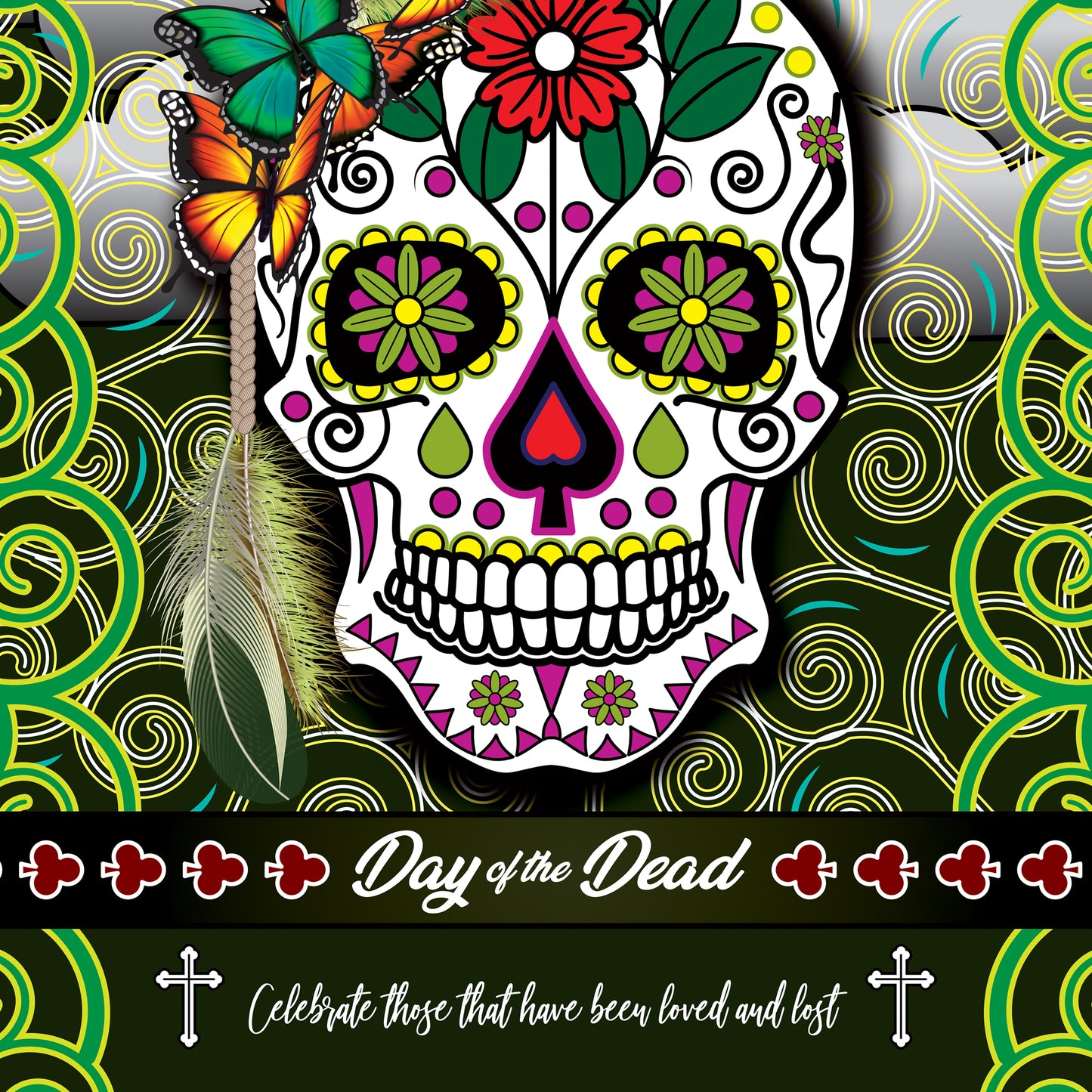 Day of the Dead AIR Sugar Skull Art Poster - Biller's Art