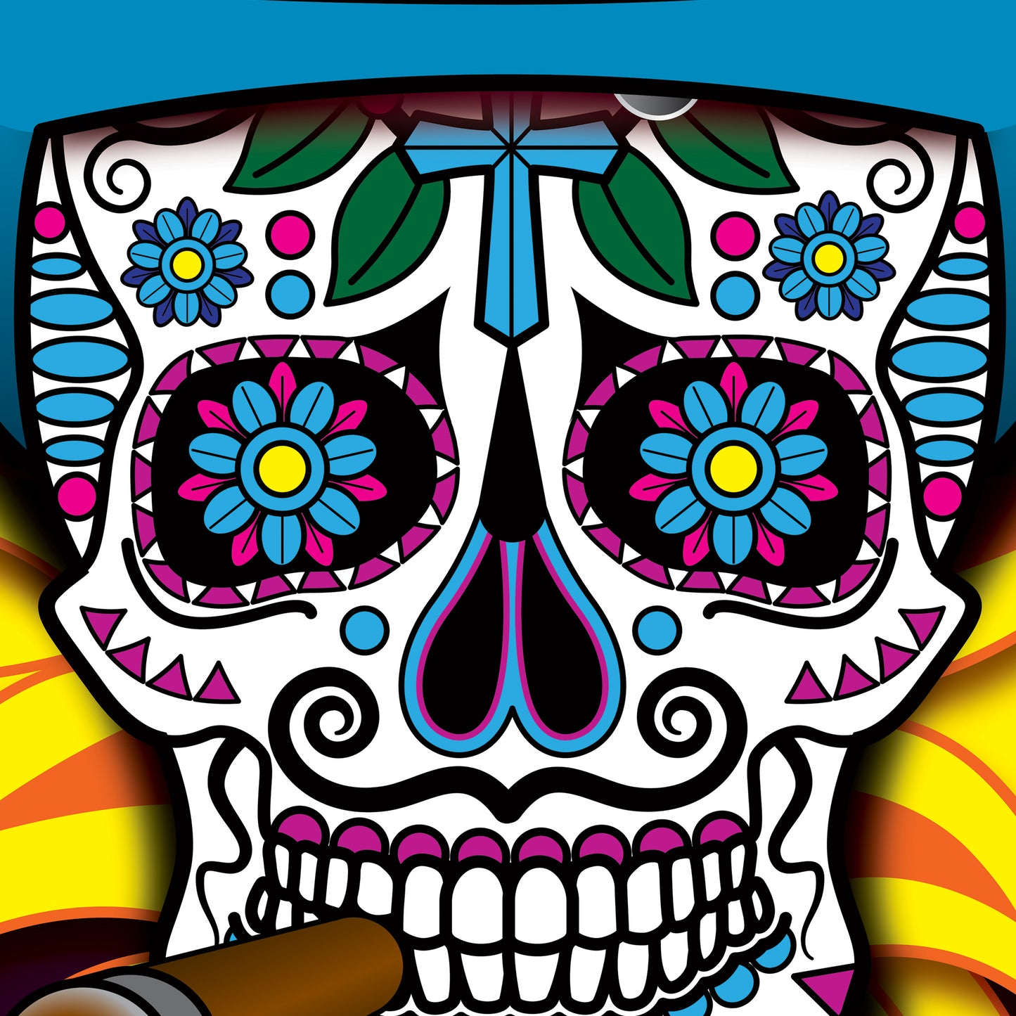 Day of the Dead FIRE Sugar Skull Poster - Biller's Art