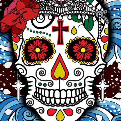 Day of the Dead WATER Sugar Skull Poster - Biller's Art