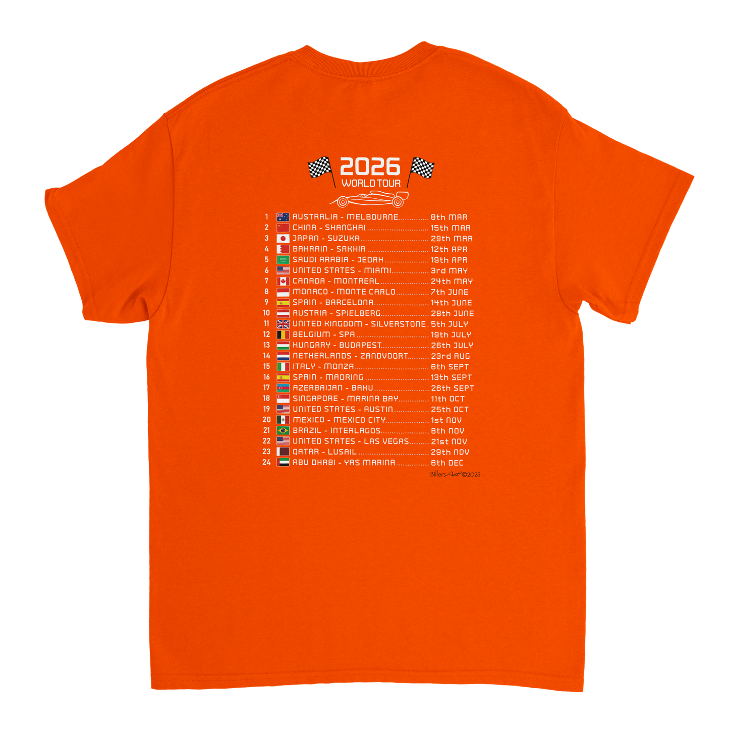 Max Verstappen 2026 Cartoon Calendar Formula 1 T-Shirt