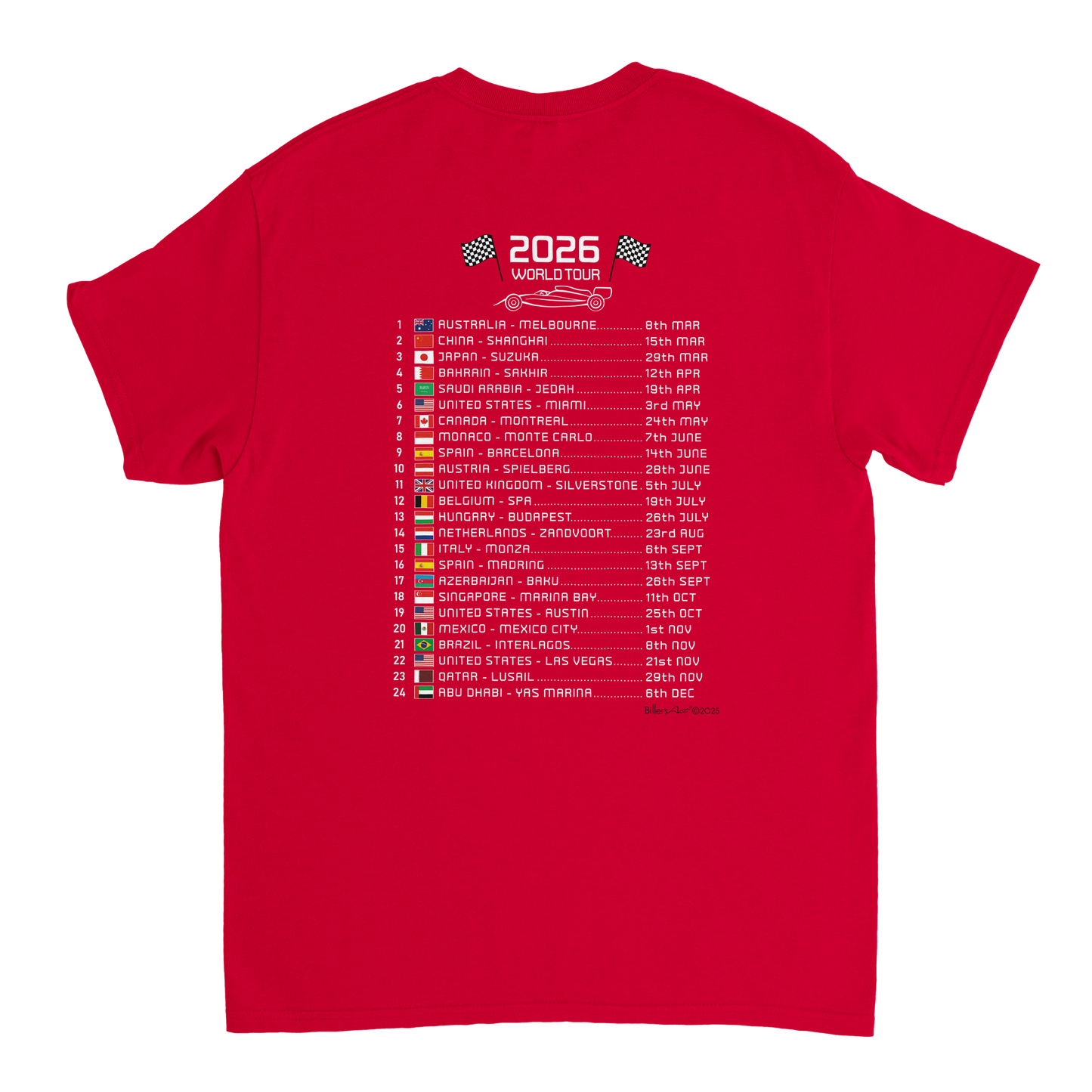 Charles Leclerc 2026 Cartoon Calendar Formula 1 T-Shirt