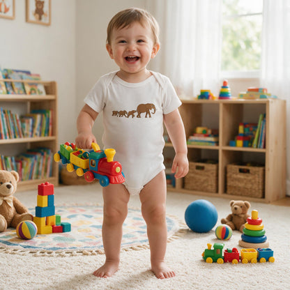 Babies Happy Elephants Bodysuit from the Wildlife Collection