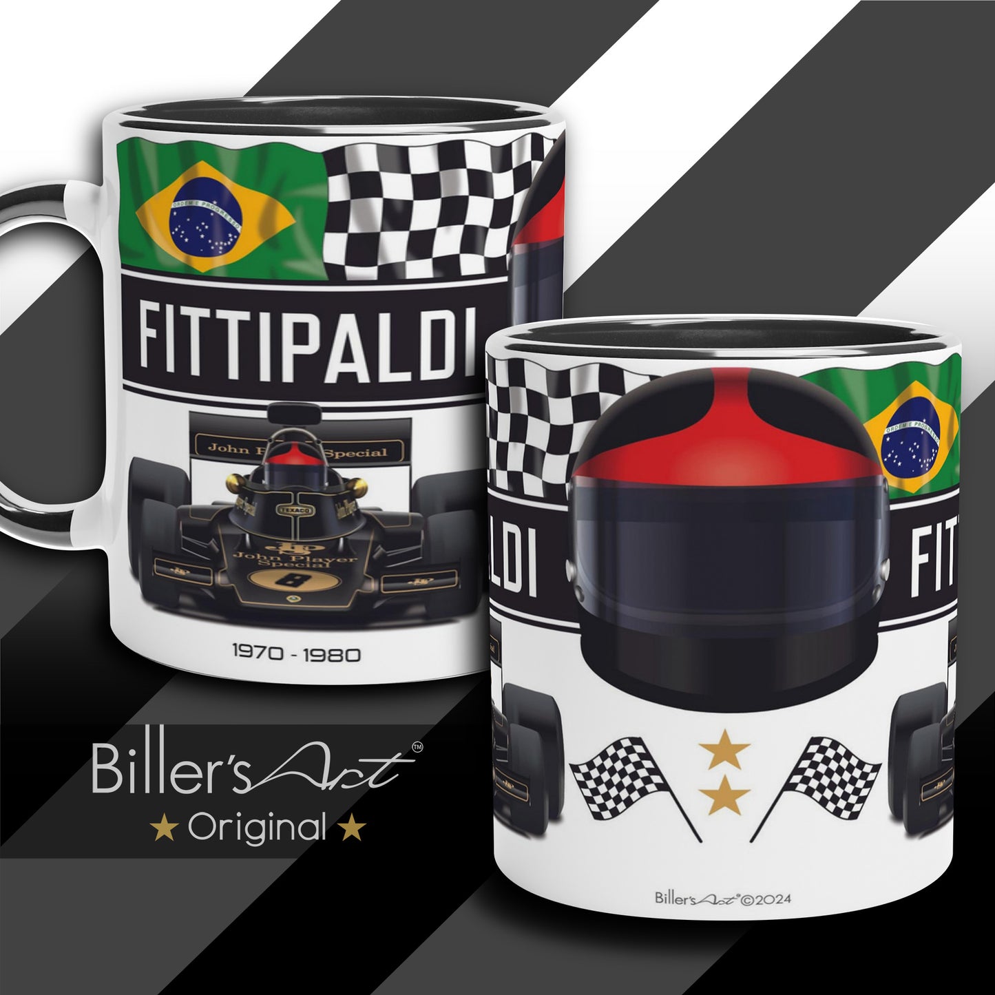 Classic World Champion Emerson Fittipaldi's Car & Helmet Formula 1 Mug