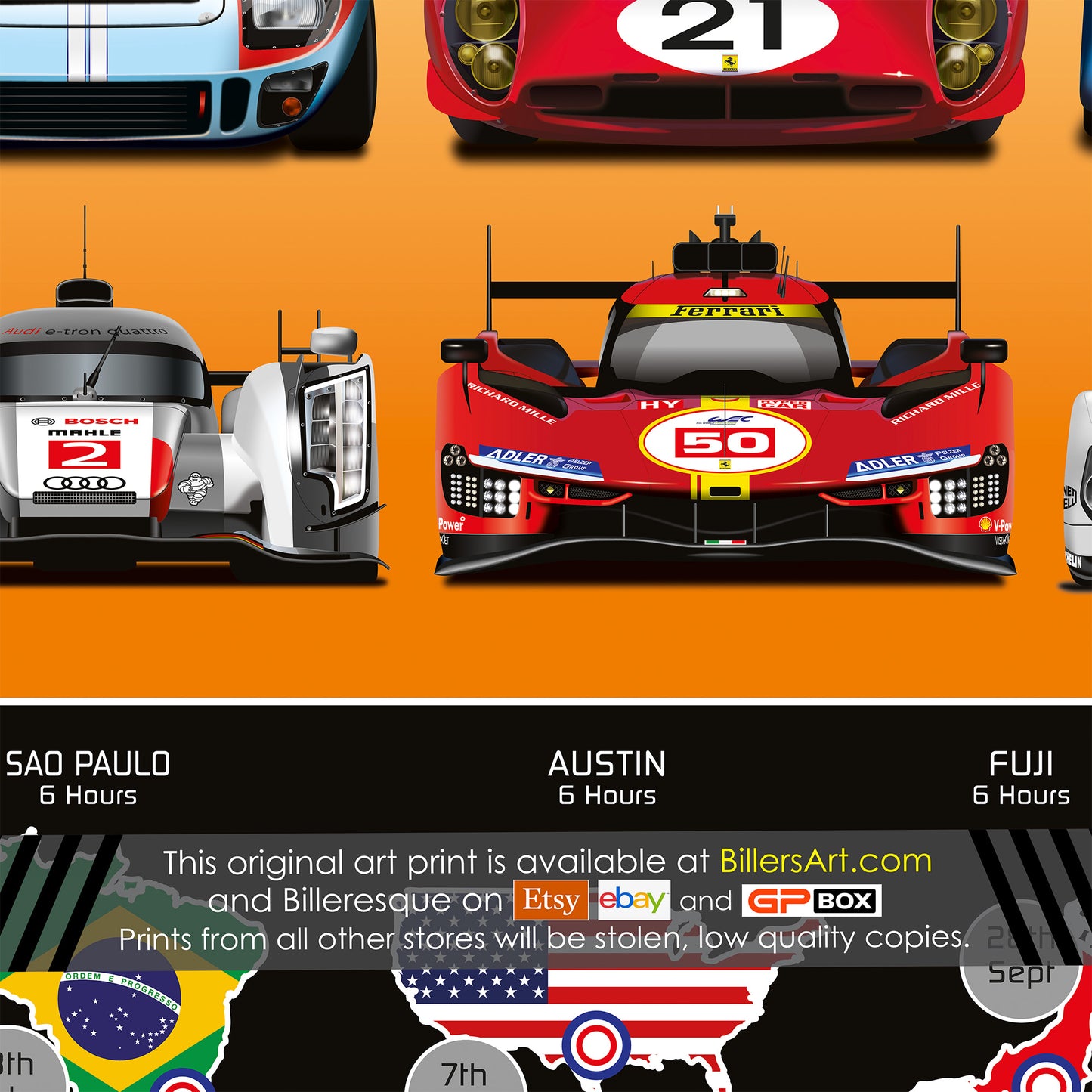 WEC World Endurance Racing 2025 Season Countries Dates Portrait Wall Calendar print