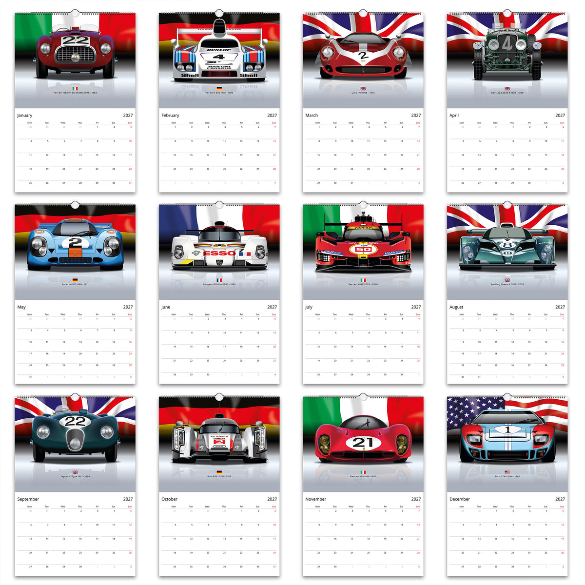 2027 Endurance Christmas Racing Calendar Flags