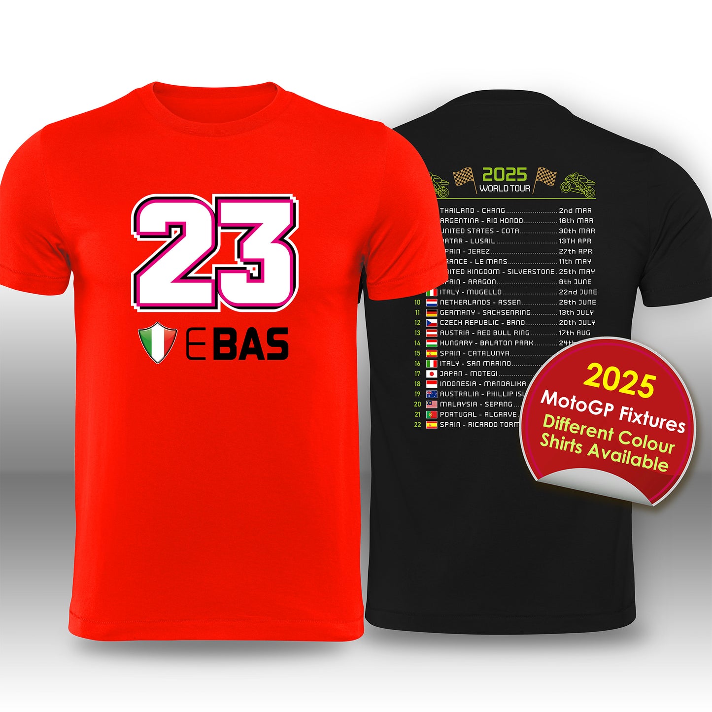 Enea Bastianini 2025 MotoGP Race Calendar T-Shirt