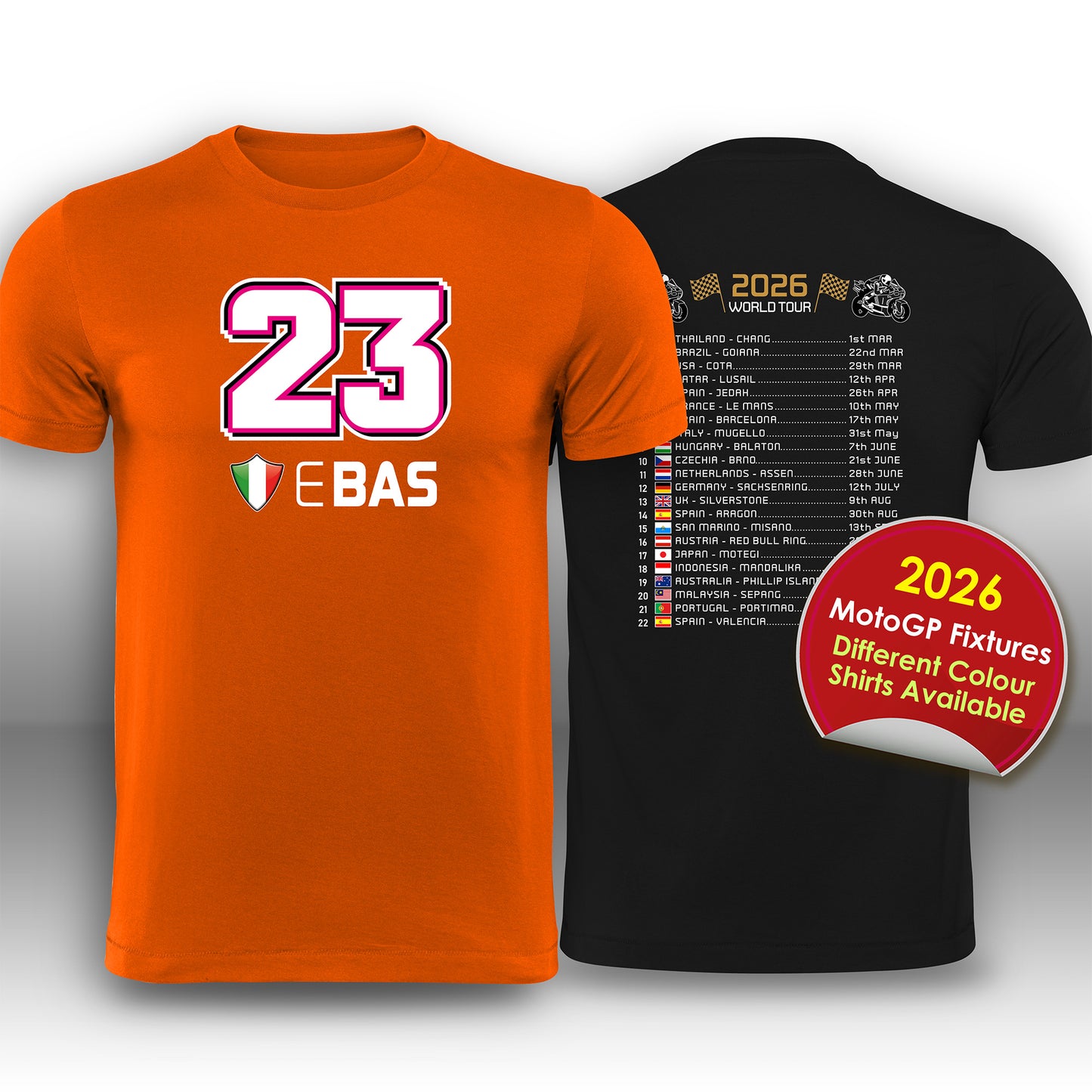 Enea Bastianini 2026 MotoGP Race Calendar T-Shirt