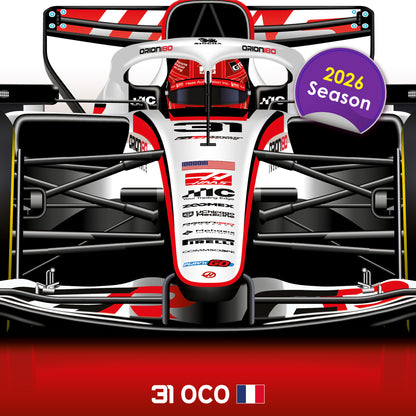 Esteban Ocon Formula 1 Haas 2026 Racing Car Print