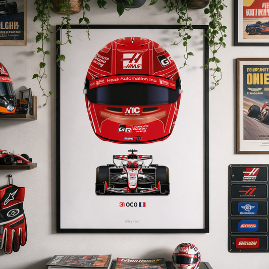 Esteban Ocon Formula 1 Racing Helmet 2026 Haas Print