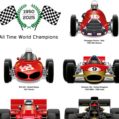 Formula 1 All Time World Champions Car Print