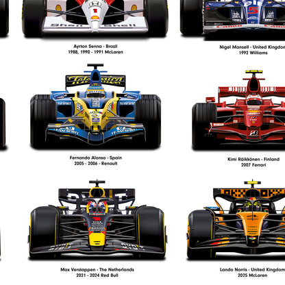 Formula 1 All Time World Champions Car Print