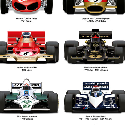 Formula 1 All Time World Champions Car Print