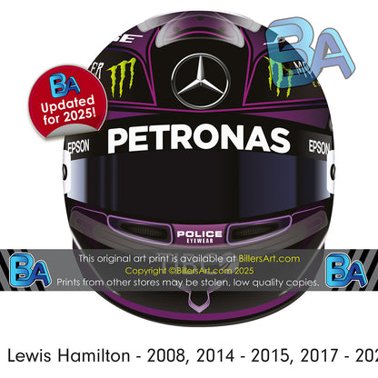 Formula 1 All Time World Champions Helmet Print