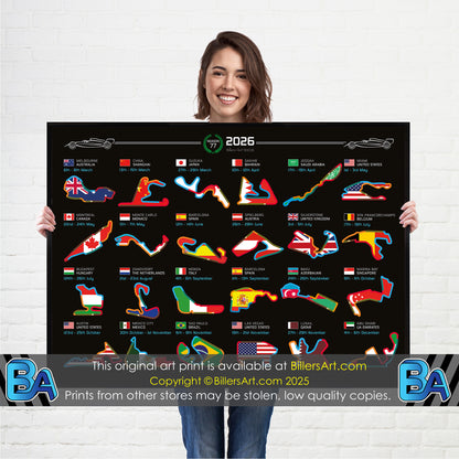 Formula 1 2026 Circuit Fixtures on Flags (Landscape)