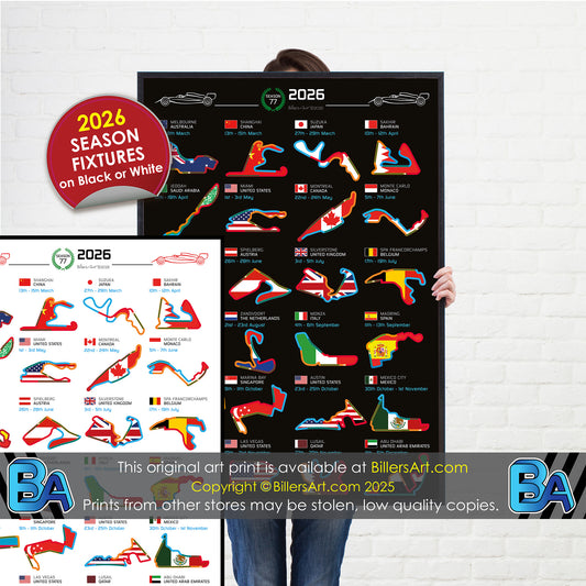 Formula 1 2026 Circuit Fixtures on Flags (Portrait)