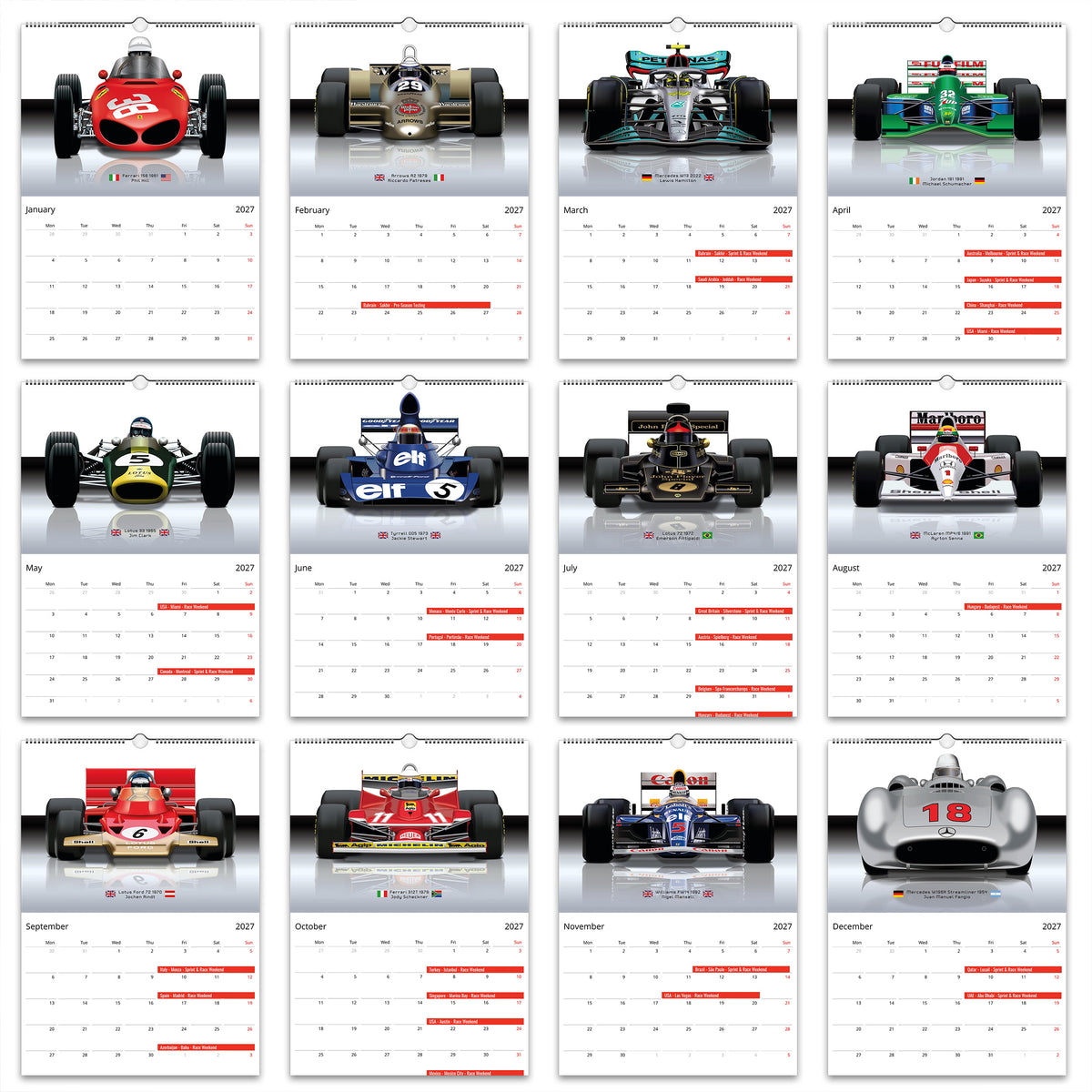 2027 Formula 1 Coolest Cars Calendar