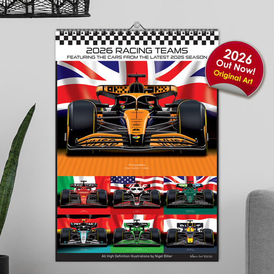 Formula 1 2026 Racing Teams Flip Calendar