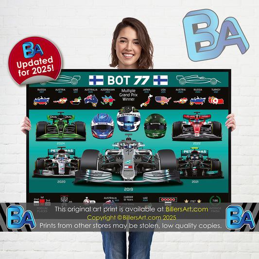 Valtteri Bottas Formula 1 Career Celebration Wall Print