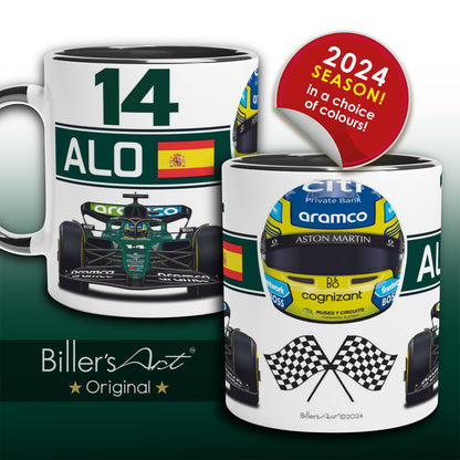 Fernando Alonso 2024 Car & Helmet Formula 1 Mug