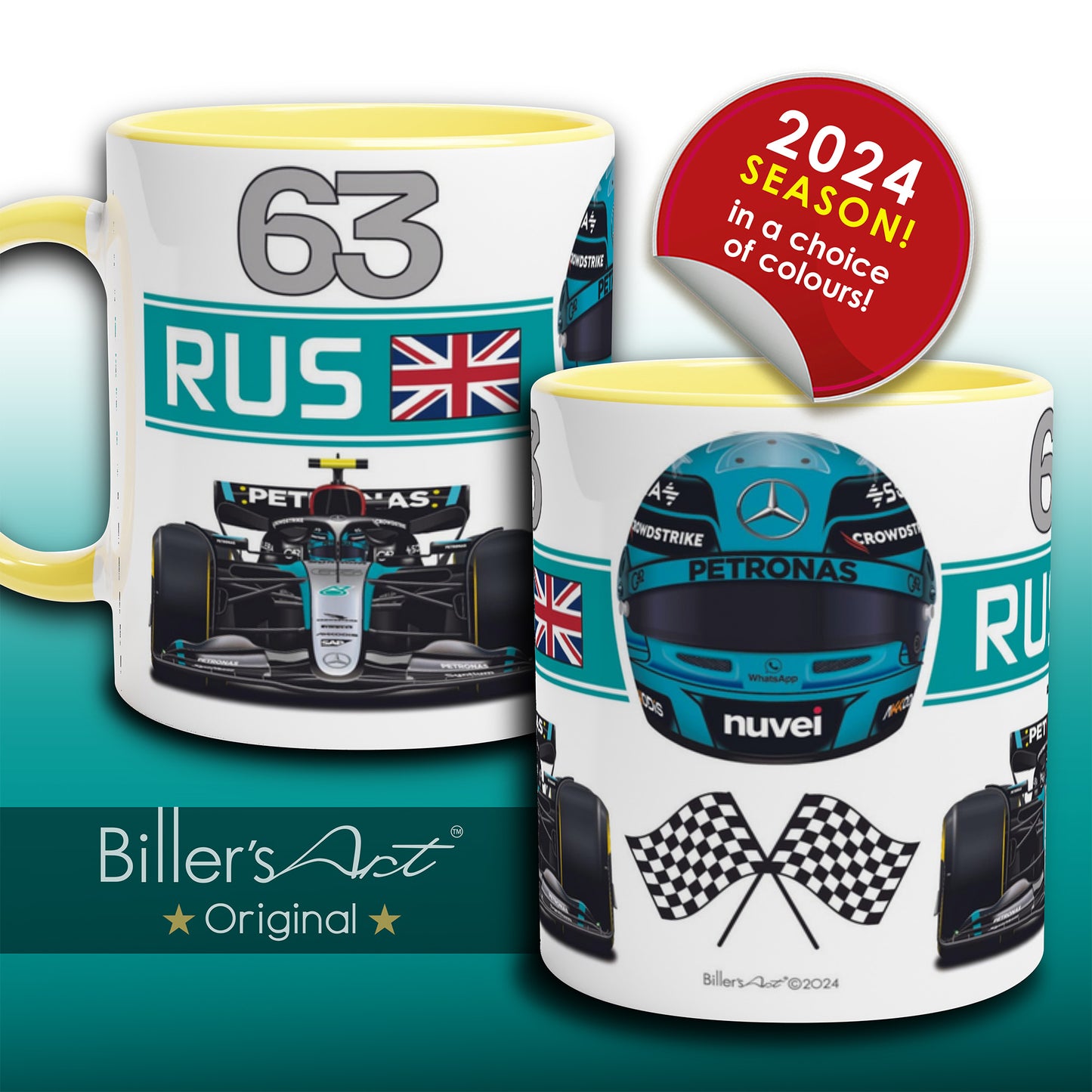 George Russell 2024 Car & Helmet Formula 1 Mug