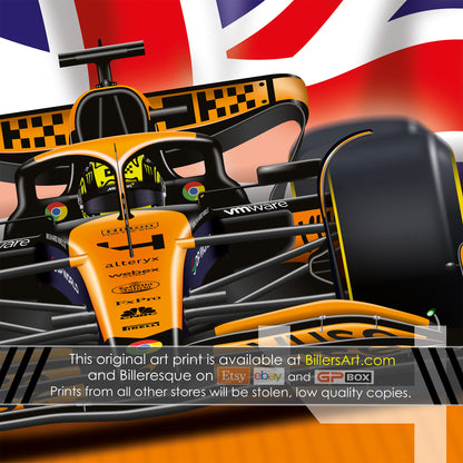 Lando Norris Formula 1 McLaren Racing 2024 Flag Print