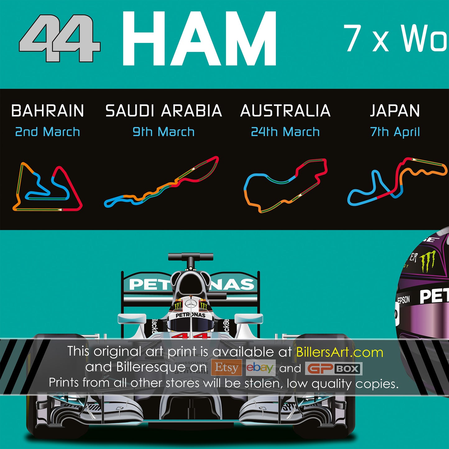 Lewis Hamilton Formula 1 2024 Detailed Season Dates Wall Calendar