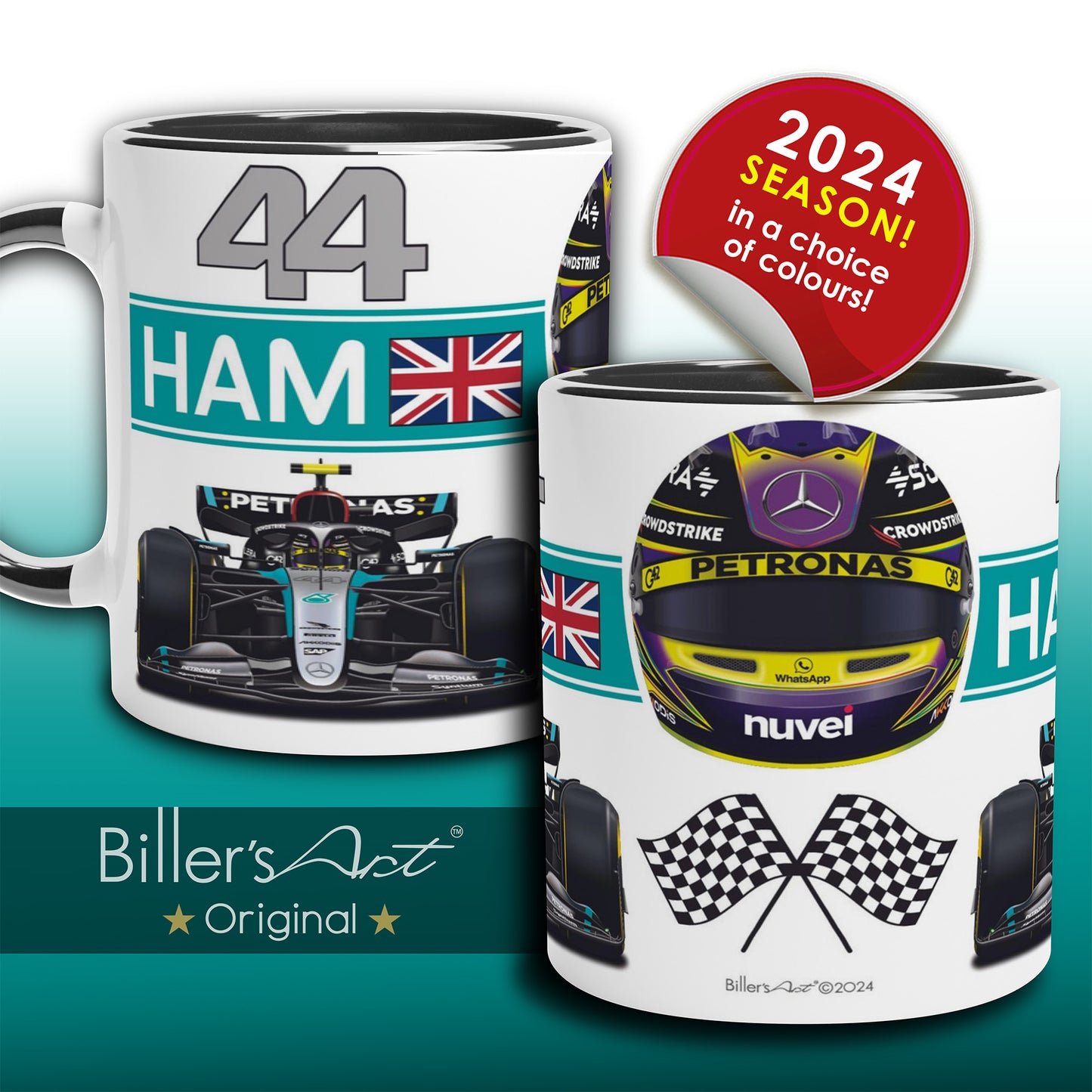 Lewis Hamilton 2024 Car & Helmet Formula 1 Mug