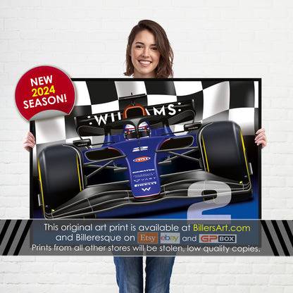 Logan Sargeant Formula 1 Williams Racing 2024 Chequered Flag Print