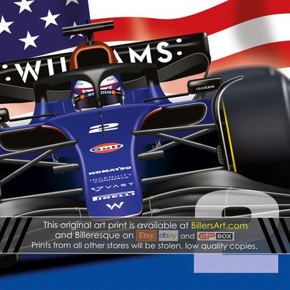 Logan Sargeant Formula 1 Williams Racing 2024 Flag Print