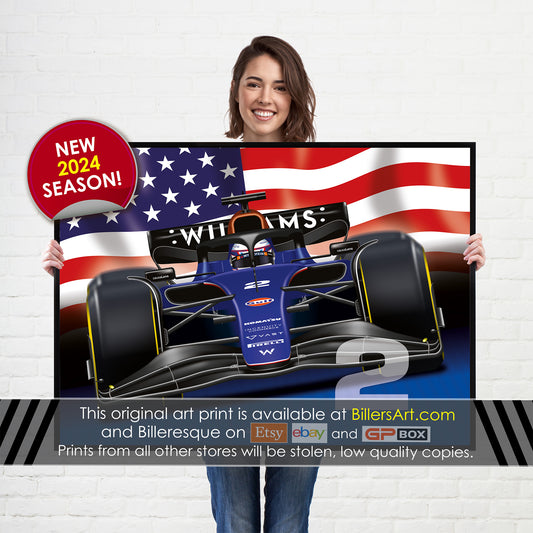 Logan Sargeant Formula 1 Williams Racing 2024 Flag Print