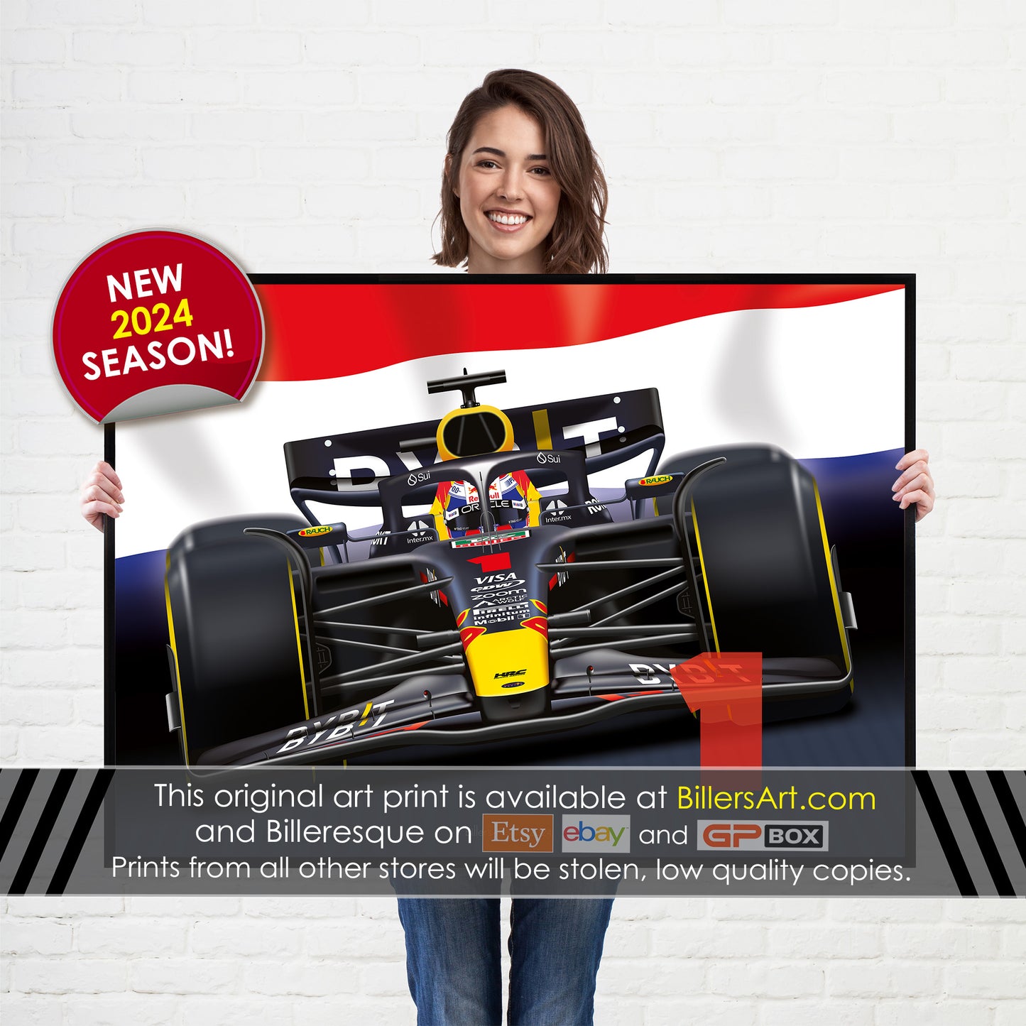 Max Verstappen Formula 1 Red Bull Racing 2024 Flag Print