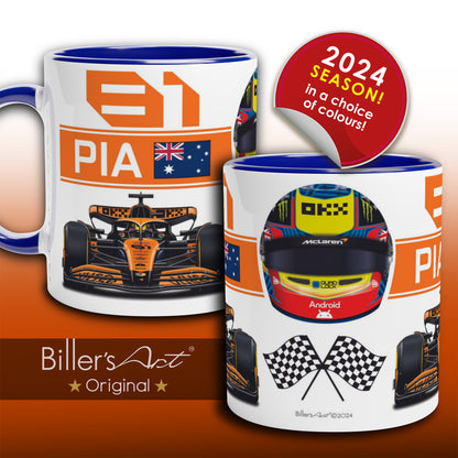 Oscar Piastri 2024 Car & Helmet Formula 1 Mug