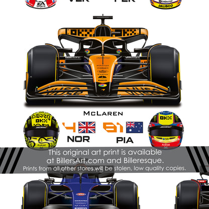 Formula 1 Latest Teams and Drivers 2024 Wall Print
