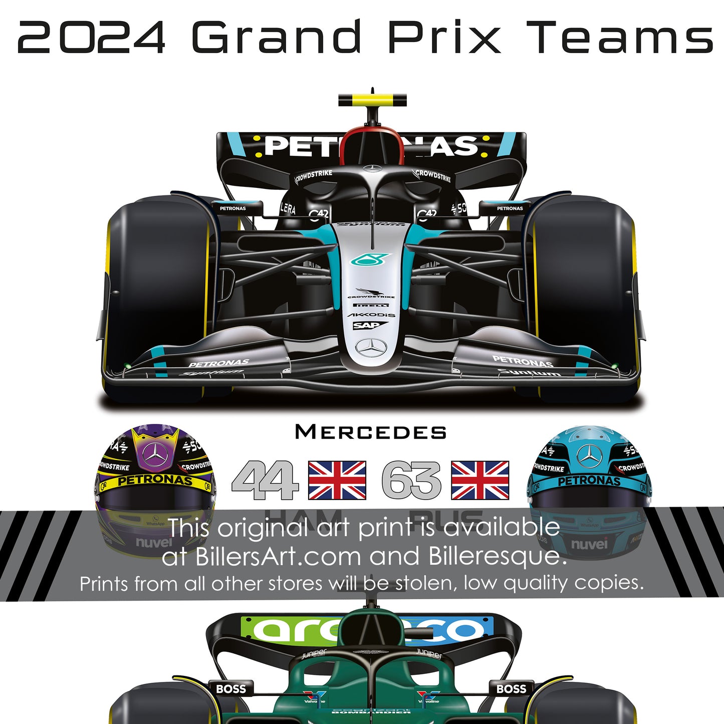Formula 1 Latest Teams and Drivers 2024 Wall Print
