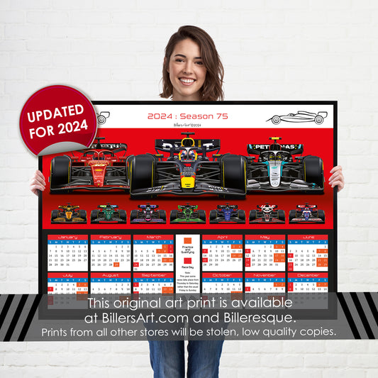 Formula 1 2024 Fixtures Teams Wall Poster