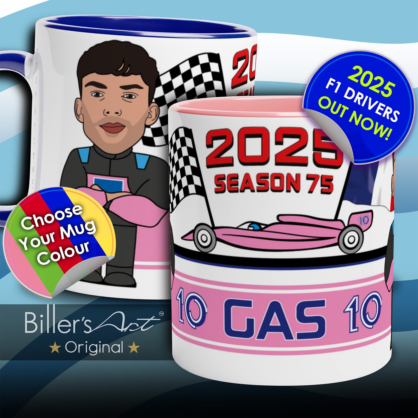 Formula 1 Mug Caricature of the 2025 Alpine Driver Pierre Gasly
