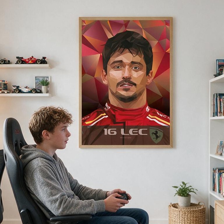 Charles Leclerc Formula 1 Prism Art Portrait Ferrari