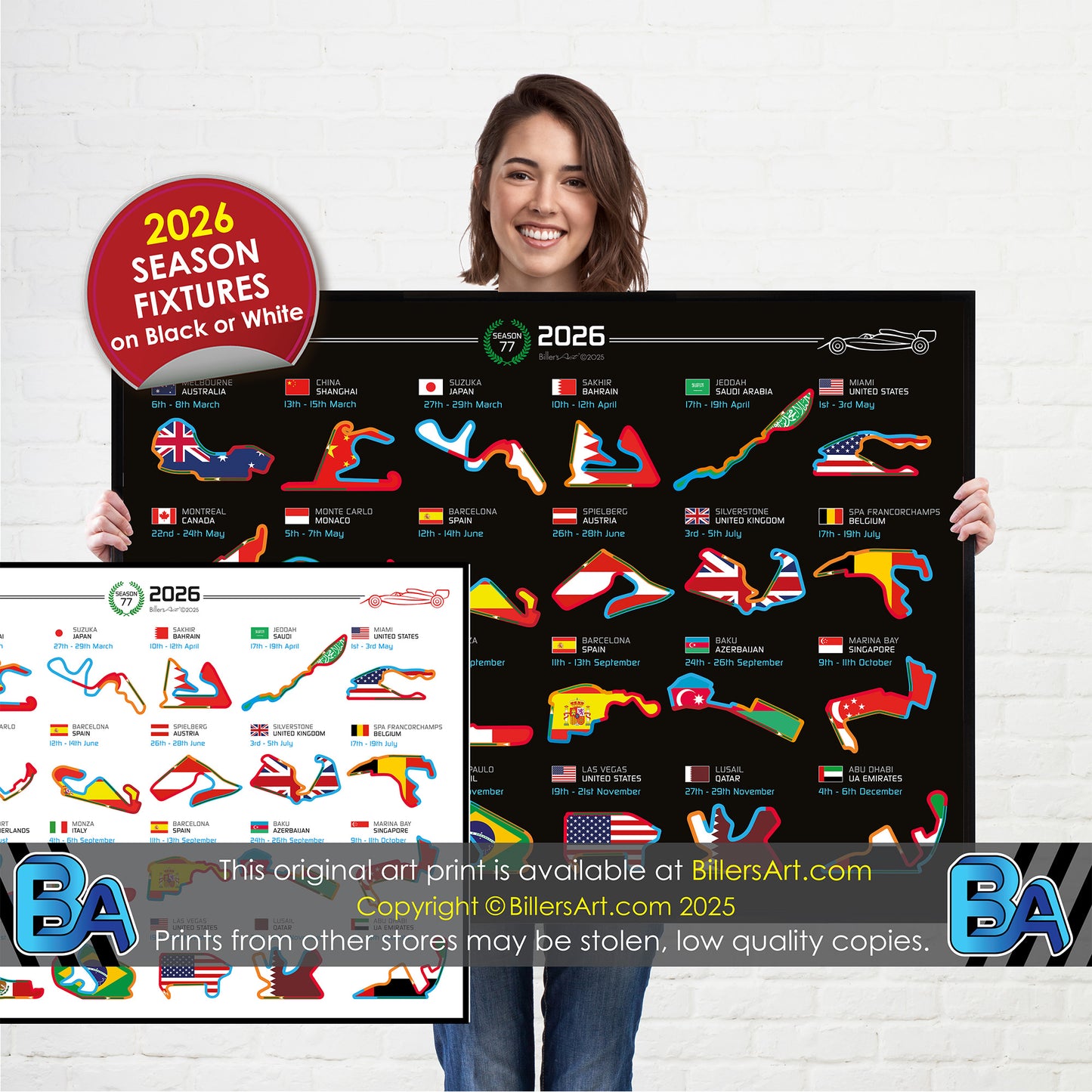 Formula 1 2026 Circuit Fixtures on Flags (Landscape)