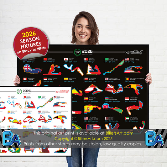 Formula 1 2026 Circuit Fixtures on Flags (Landscape)