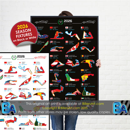 Formula 1 2026 Circuit Fixtures on Flags (Portrait)