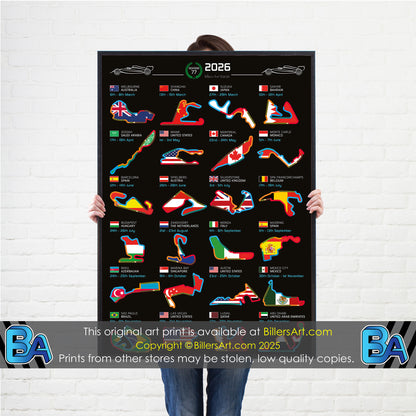 Formula 1 2026 Circuit Fixtures on Flags (Portrait)
