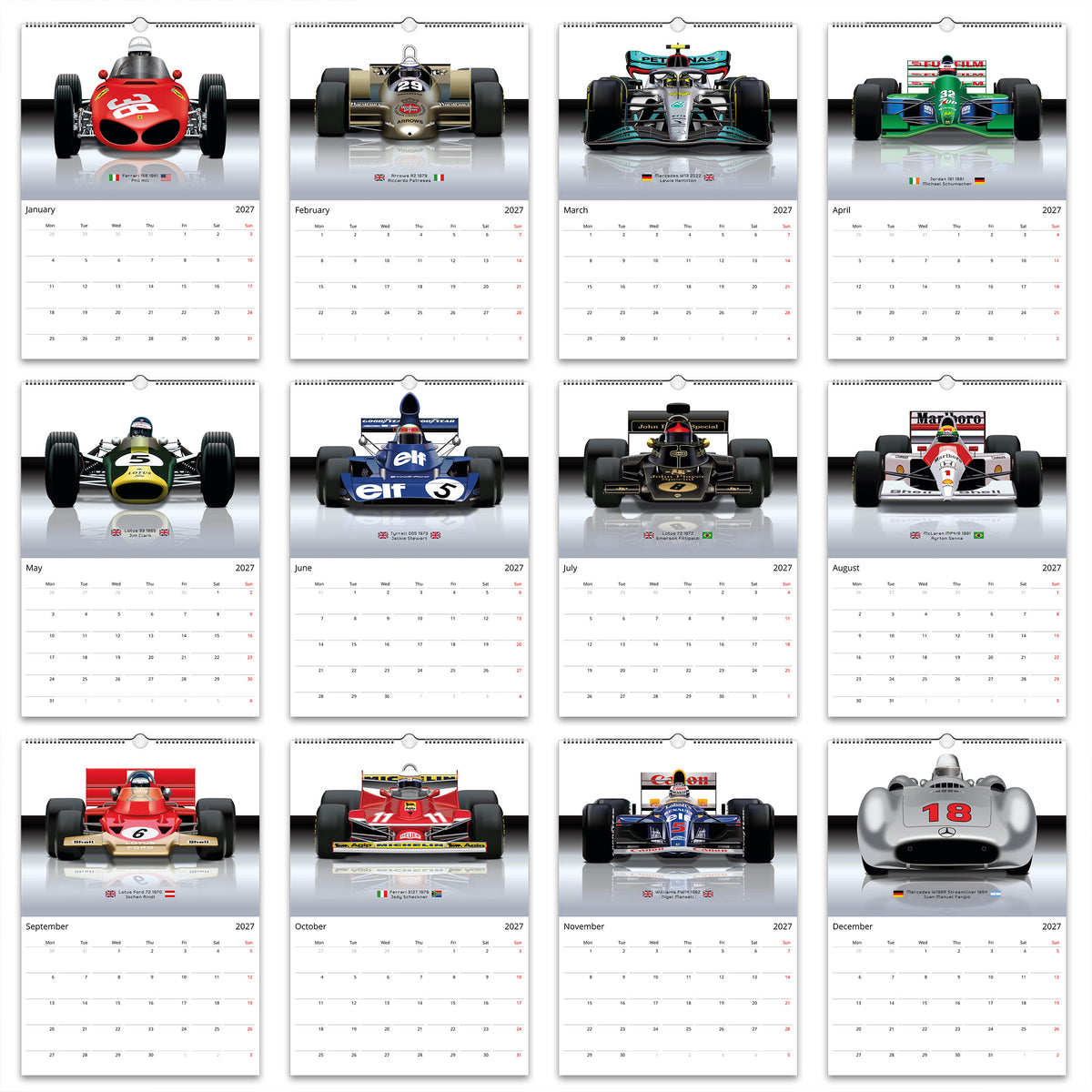 2027 Formula 1 Coolest Cars Calendars
