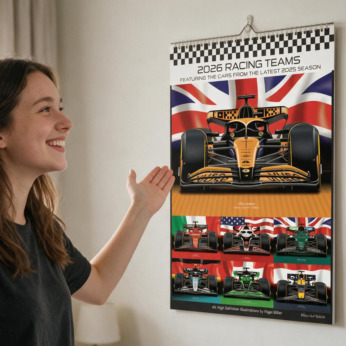 Formula 1 2026 Racing Teams Flip Calendar